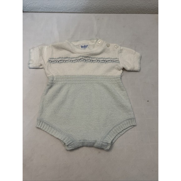 Other - Kid 'n Cotton Knits Styled Sternberg Vintage Romper 6m Month Blue White‎